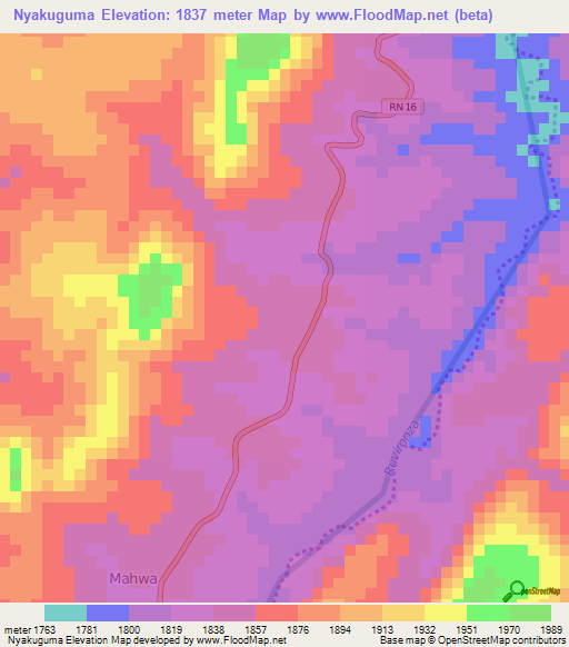 Nyakuguma,Burundi Elevation Map