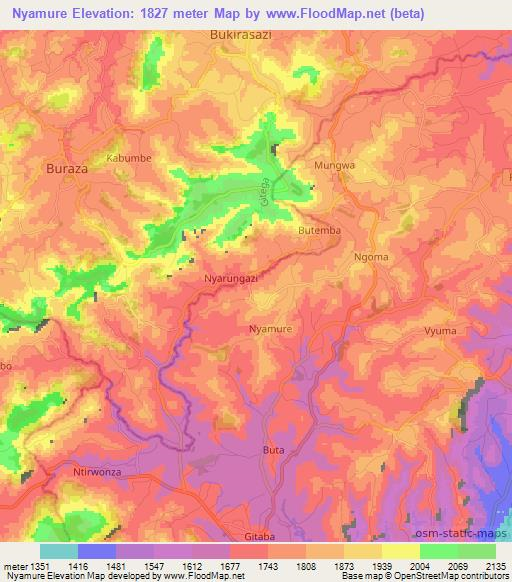 Nyamure,Burundi Elevation Map