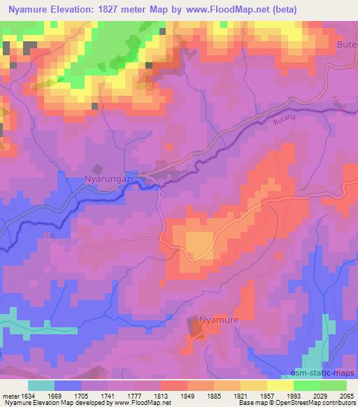 Nyamure,Burundi Elevation Map