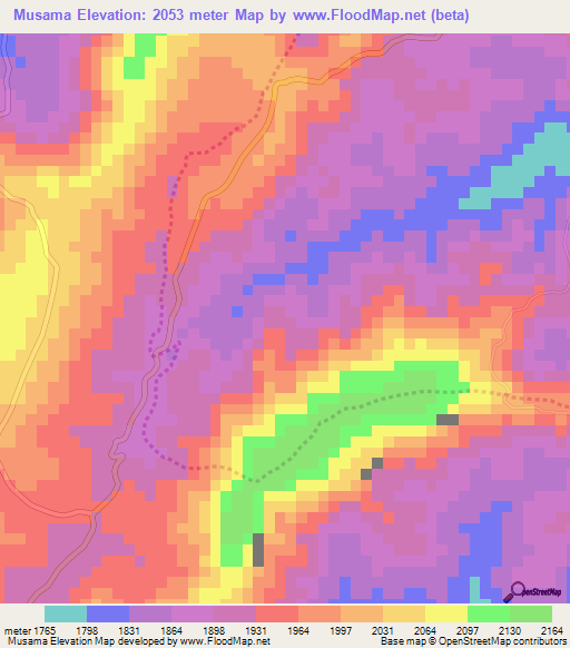Musama,Burundi Elevation Map