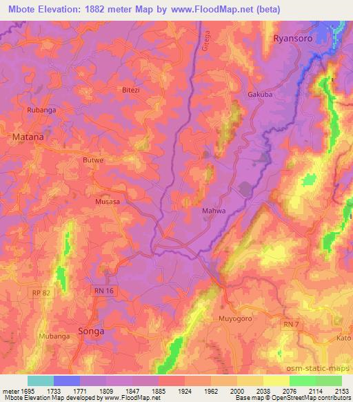 Mbote,Burundi Elevation Map