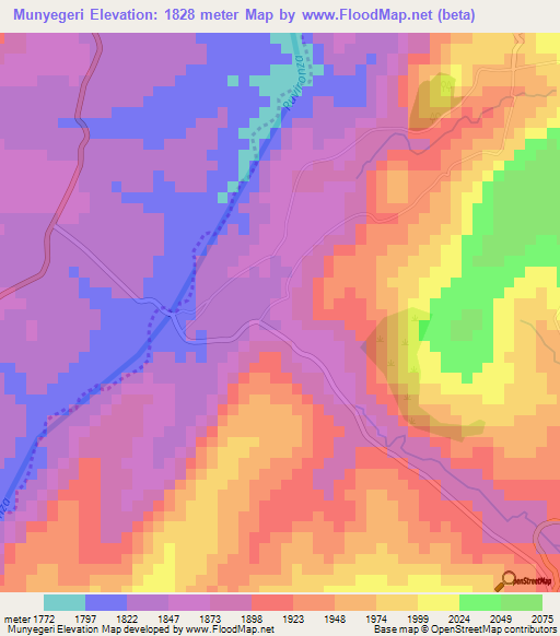 Munyegeri,Burundi Elevation Map