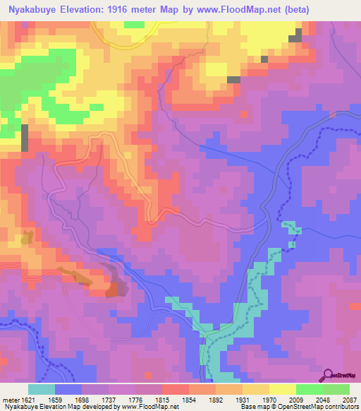 Nyakabuye,Burundi Elevation Map