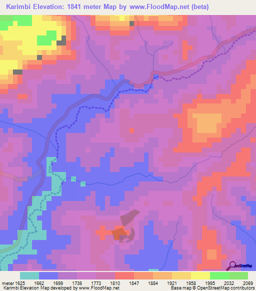 Karimbi,Burundi Elevation Map