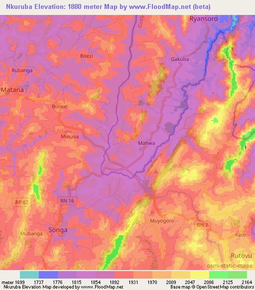 Nkuruba,Burundi Elevation Map