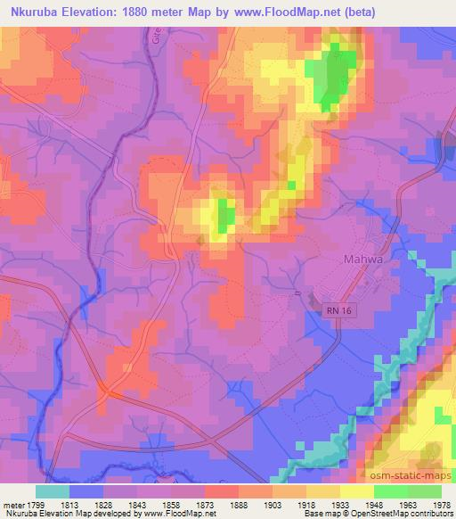 Nkuruba,Burundi Elevation Map