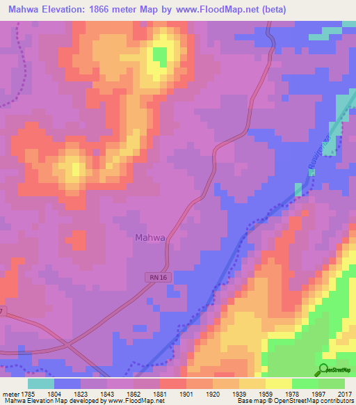 Mahwa,Burundi Elevation Map