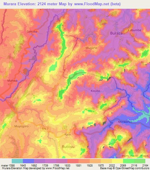 Murara,Burundi Elevation Map