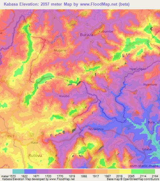 Kabasa,Burundi Elevation Map