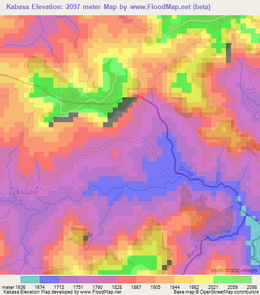 Kabasa,Burundi Elevation Map