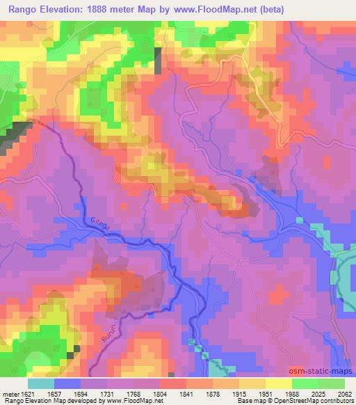 Rango,Burundi Elevation Map