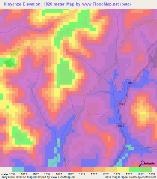 Kinyanza,Burundi Elevation Map
