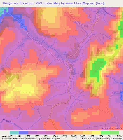 Kanyuzwa,Burundi Elevation Map
