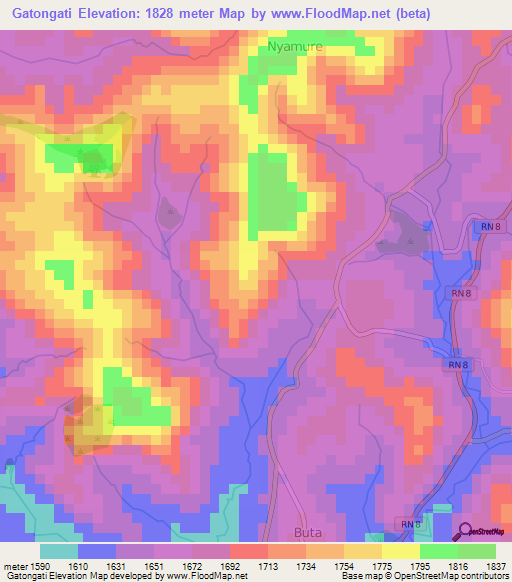 Gatongati,Burundi Elevation Map
