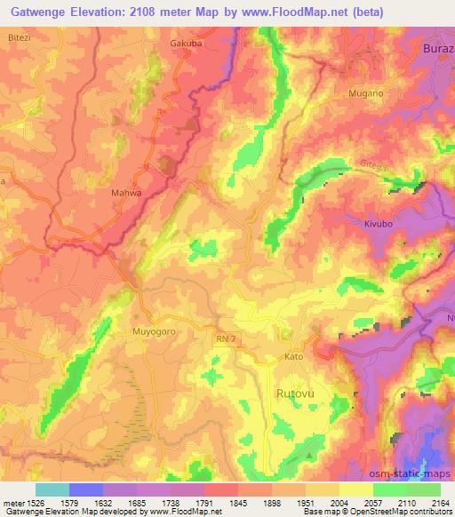 Gatwenge,Burundi Elevation Map