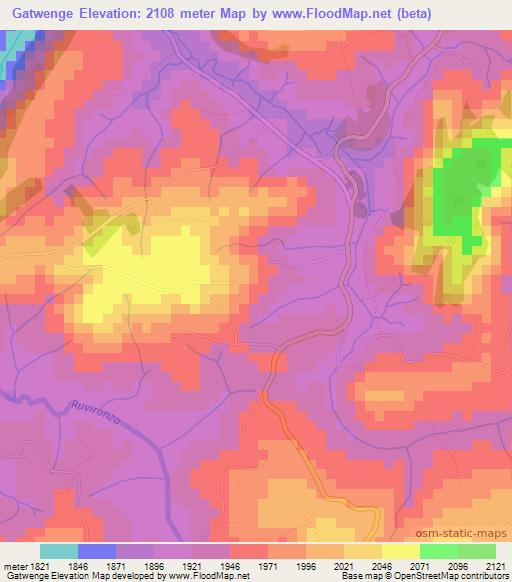 Gatwenge,Burundi Elevation Map