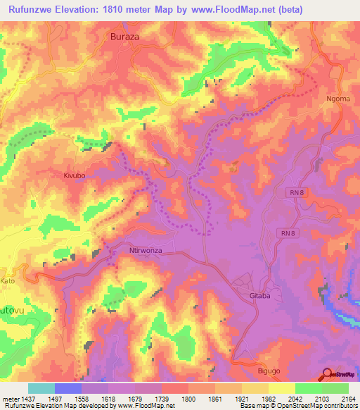 Rufunzwe,Burundi Elevation Map