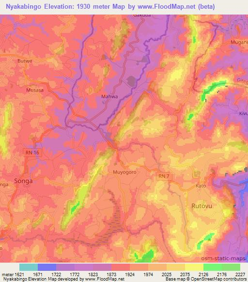 Nyakabingo,Burundi Elevation Map
