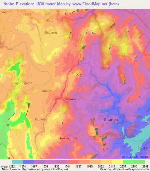 Ntobo,Burundi Elevation Map