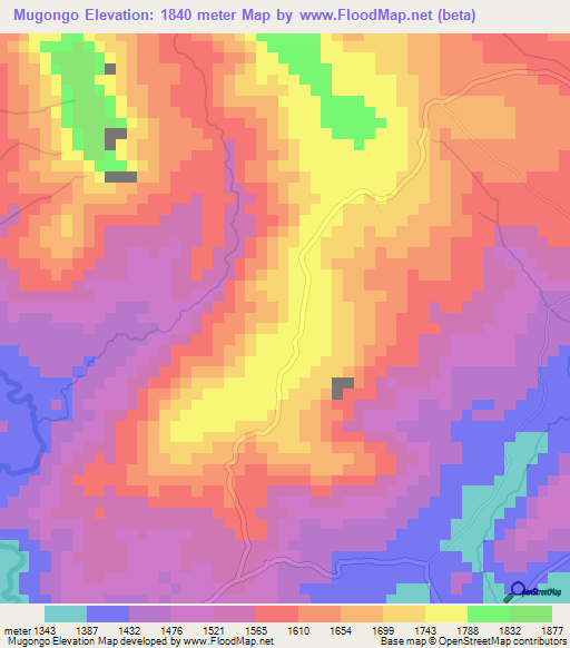 Mugongo,Burundi Elevation Map