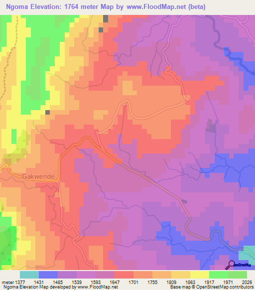 Ngoma,Burundi Elevation Map