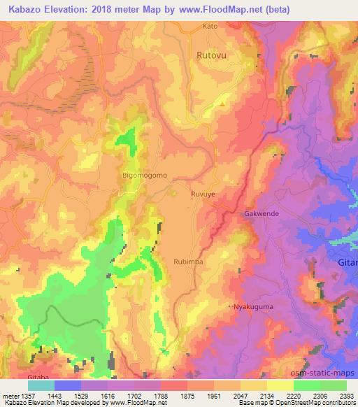 Kabazo,Burundi Elevation Map