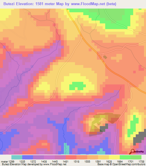 Butezi,Burundi Elevation Map