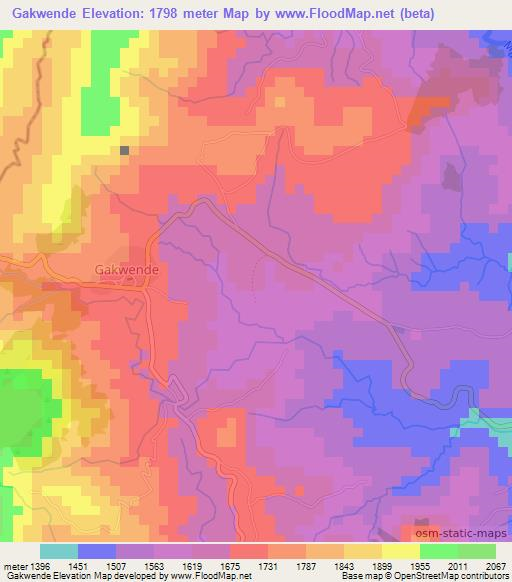 Gakwende,Burundi Elevation Map