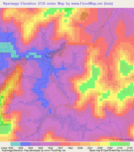 Nyarwaga,Burundi Elevation Map