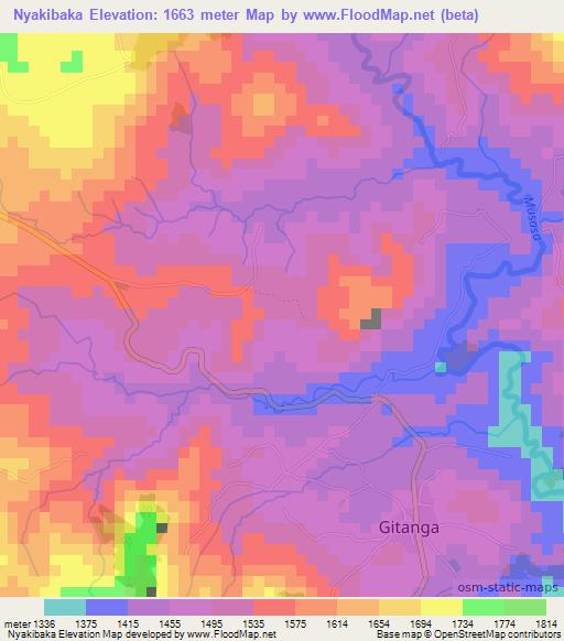 Nyakibaka,Burundi Elevation Map