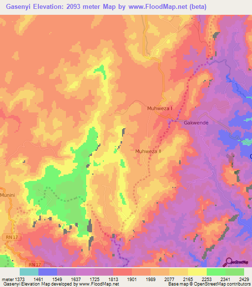 Gasenyi,Burundi Elevation Map