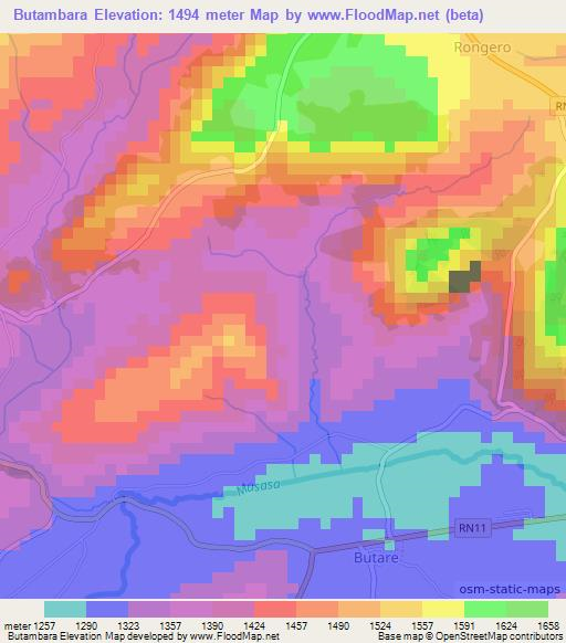 Butambara,Burundi Elevation Map