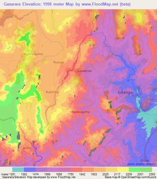 Gasarara,Burundi Elevation Map