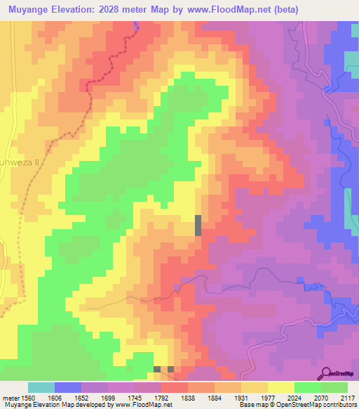 Muyange,Burundi Elevation Map