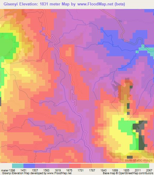 Gisenyi,Burundi Elevation Map