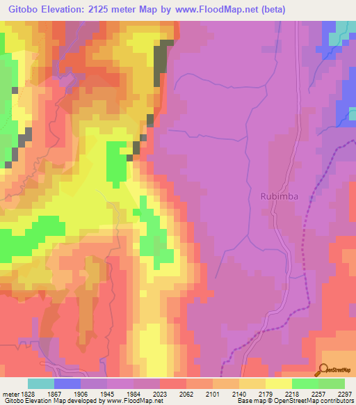Gitobo,Burundi Elevation Map