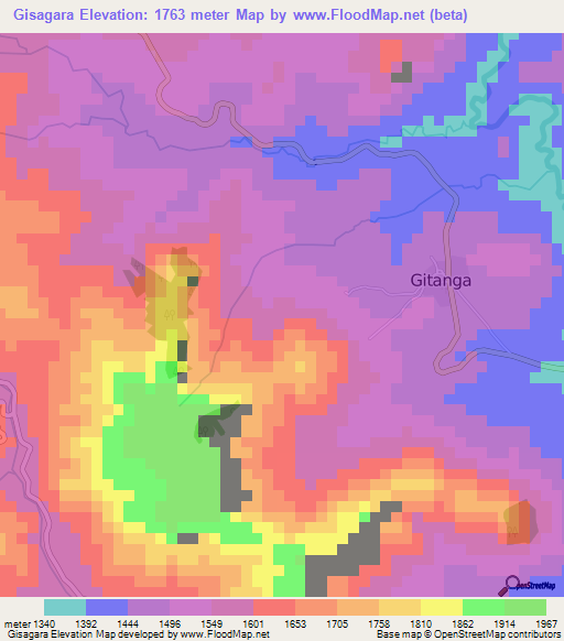 Gisagara,Burundi Elevation Map