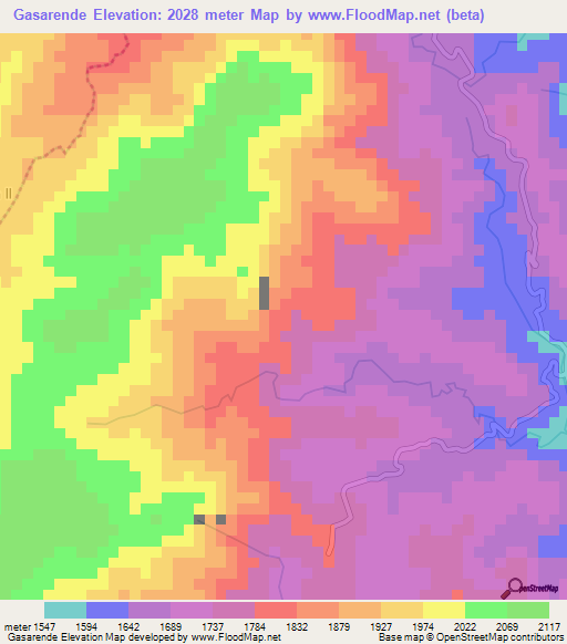 Gasarende,Burundi Elevation Map