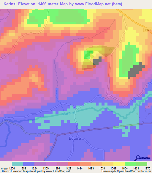 Karinzi,Burundi Elevation Map