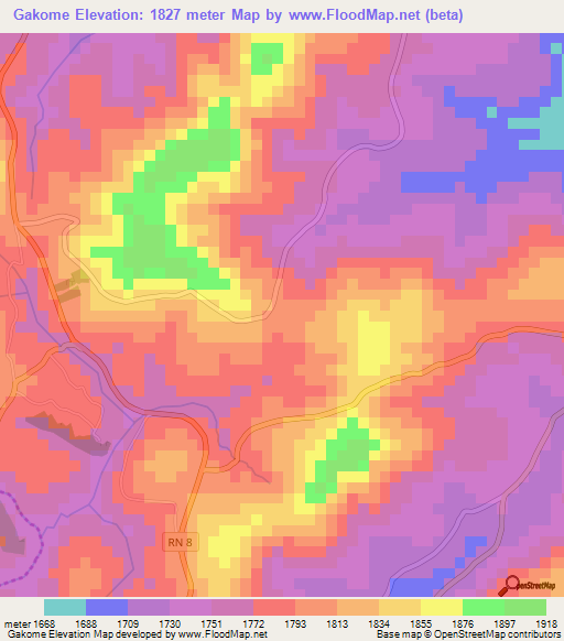 Gakome,Burundi Elevation Map