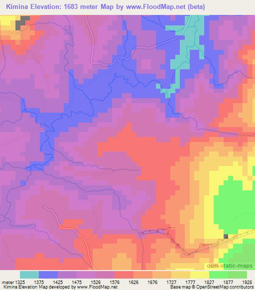 Kimina,Burundi Elevation Map
