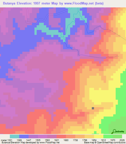 Butanya,Burundi Elevation Map