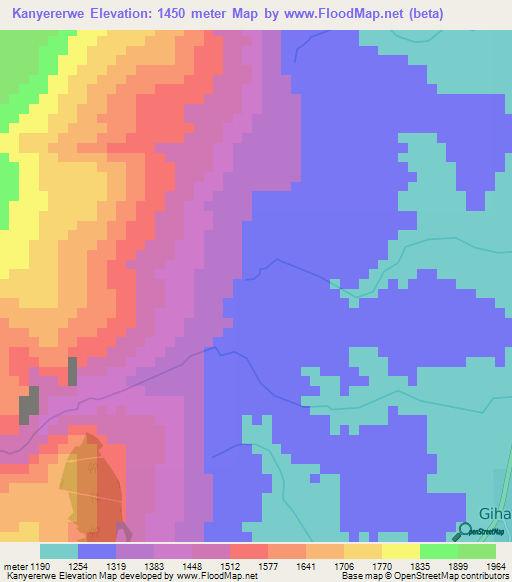 Kanyererwe,Burundi Elevation Map