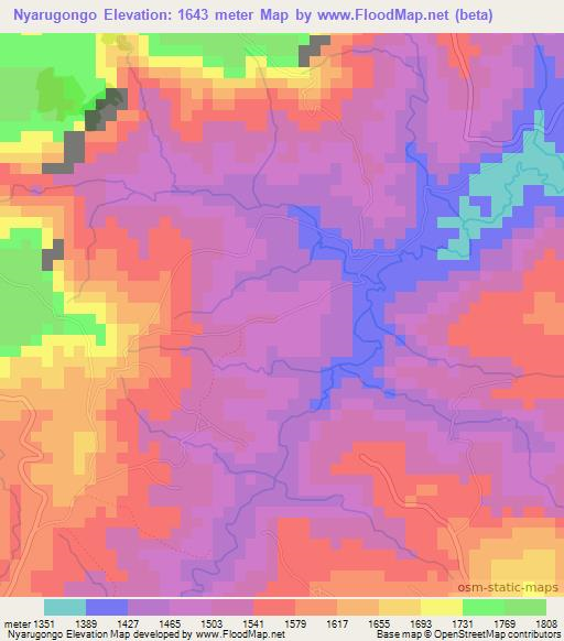 Nyarugongo,Burundi Elevation Map