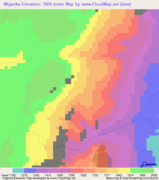 Migarika,Burundi Elevation Map