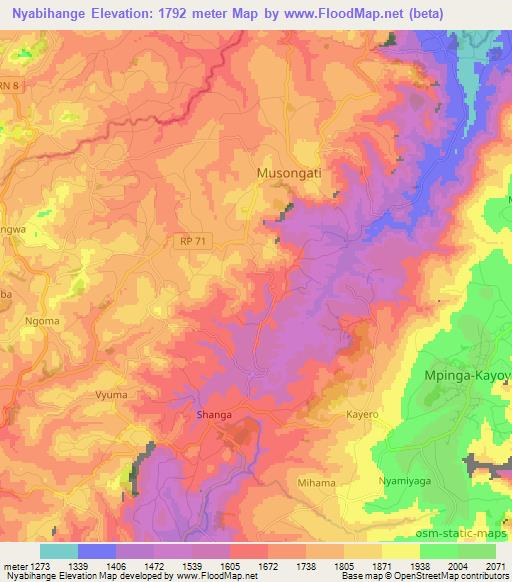 Nyabihange,Burundi Elevation Map
