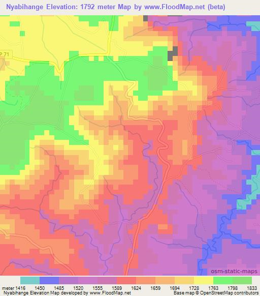 Nyabihange,Burundi Elevation Map