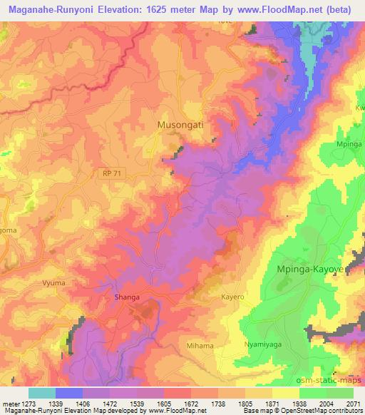 Maganahe-Runyoni,Burundi Elevation Map