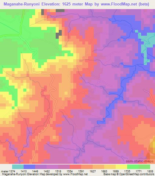 Maganahe-Runyoni,Burundi Elevation Map