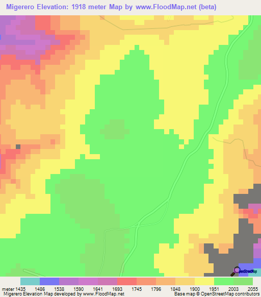 Migerero,Burundi Elevation Map